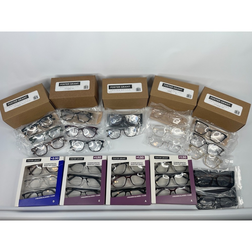 Foster Grant Reading Glasses Lot 28 Pairs Unisex Mixed Strengths NEW Designer